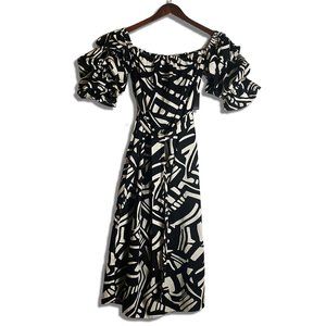 Eloquii Plus Melany Black and White Off Shoulder Dress, Size 16